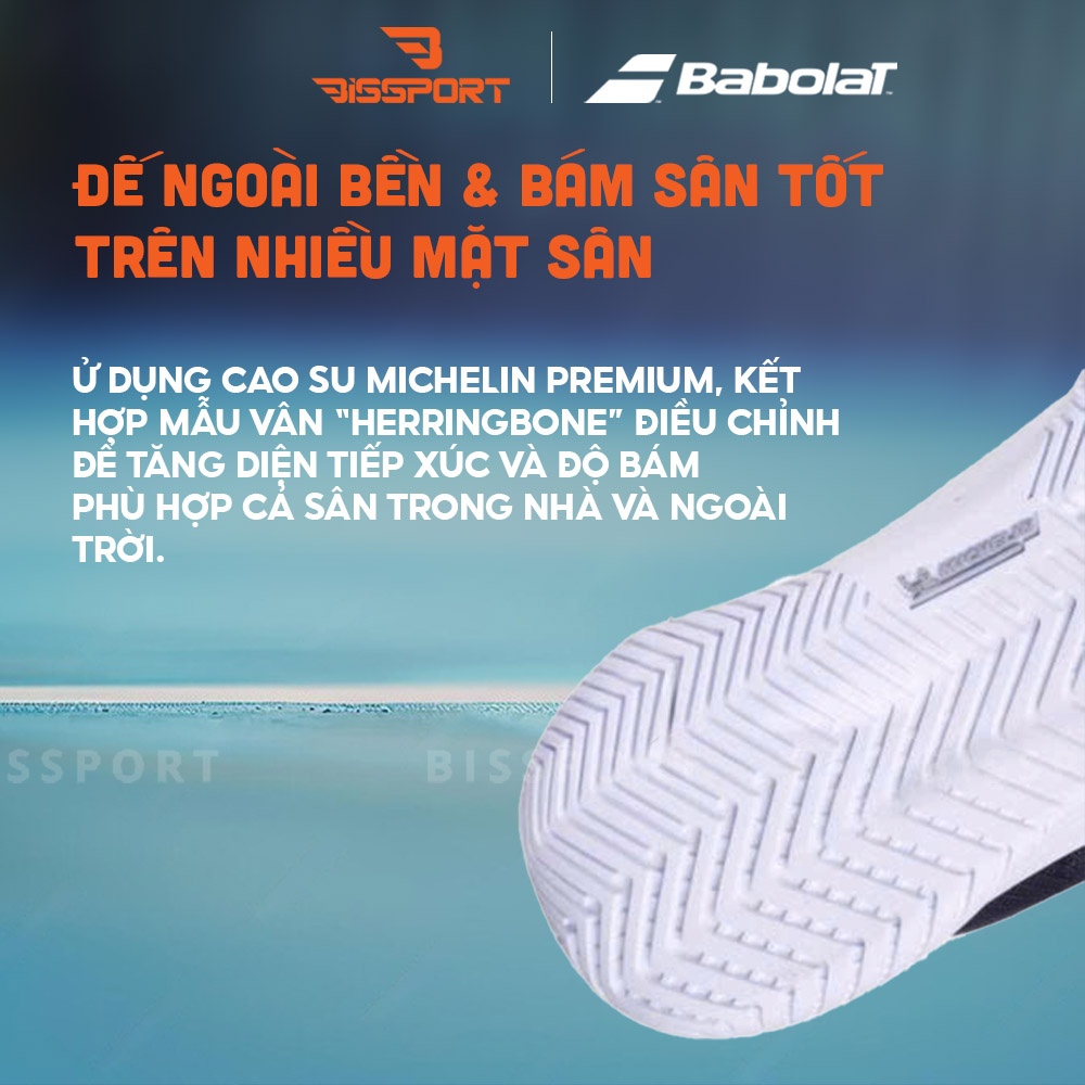 Giày Pickleball/Tennis BABOLAT SFX EVO ALL COURT MEN Xám Chính Hãng - Đế Siêu Bám - Chắc Chân - Bền Bỉ